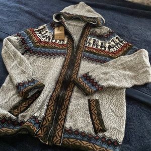 Baby Lama wool zipper sweater with hood M